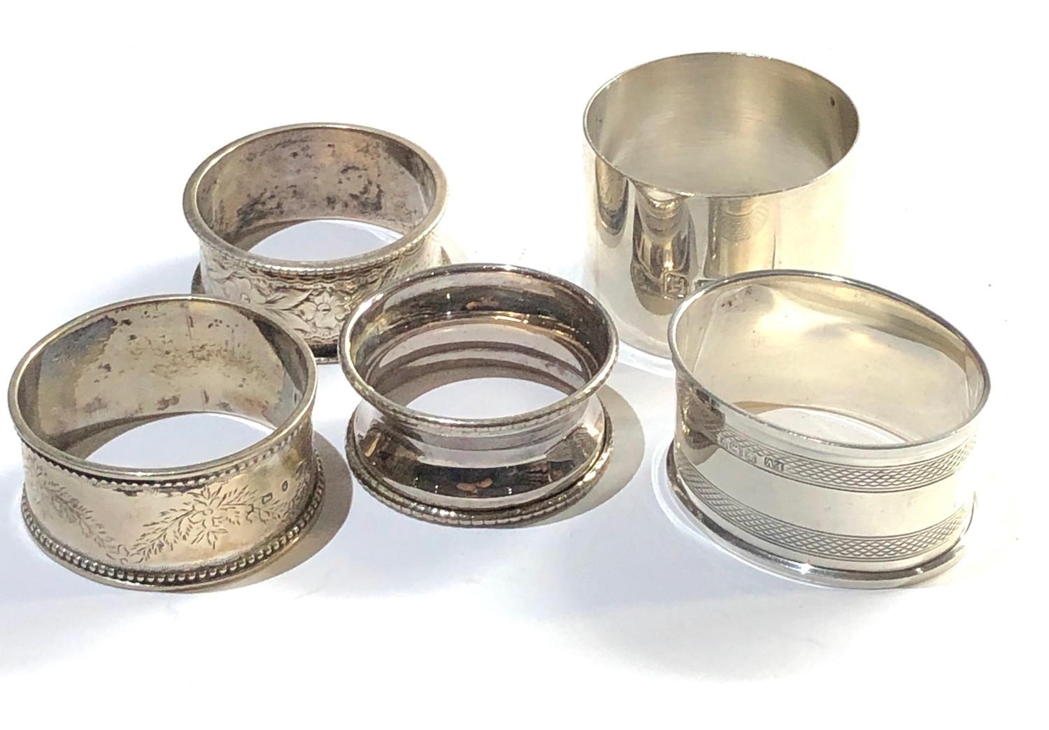 5 vintage silver napkin rings weight 90g - Image 2 of 2