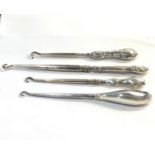 4 Silver handled button hooks please see images for details
