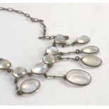 Vintage silver and moonstone necklace missing clasp please see images for details