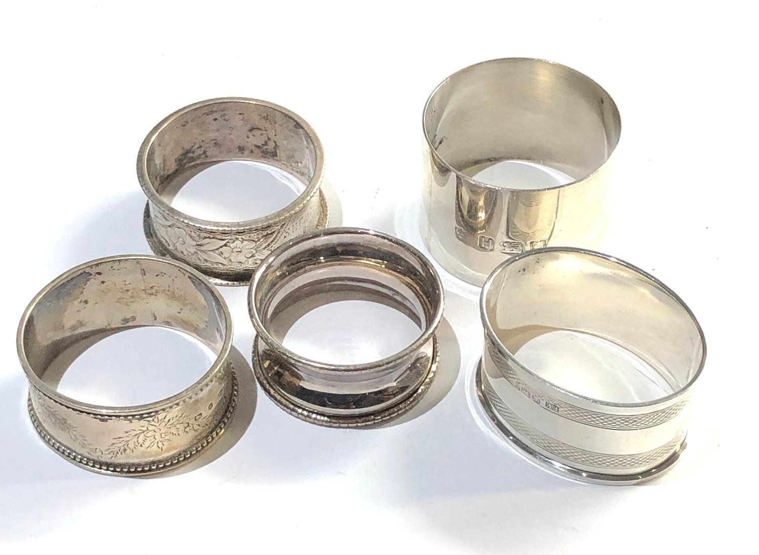 5 vintage silver napkin rings weight 90g