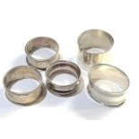 5 vintage silver napkin rings weight 90g