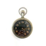 Military pocket watch 11270 R black dial military arrow watch winds and ticks