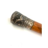 Antique asian silver top walking cane