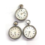 3 Antique silver fob watches all complete non working spares or repair please see images for details