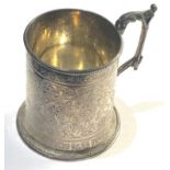 Victorian silver mug Sheffield silver hallmarks weight 160g engraved initials