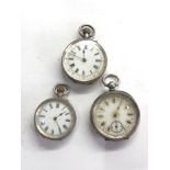 3 Antique silver fob watches all complete non working spares or repair please see images for details