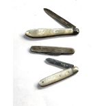 2 Antique silver blade fruit knives and 1 other please see images for details
