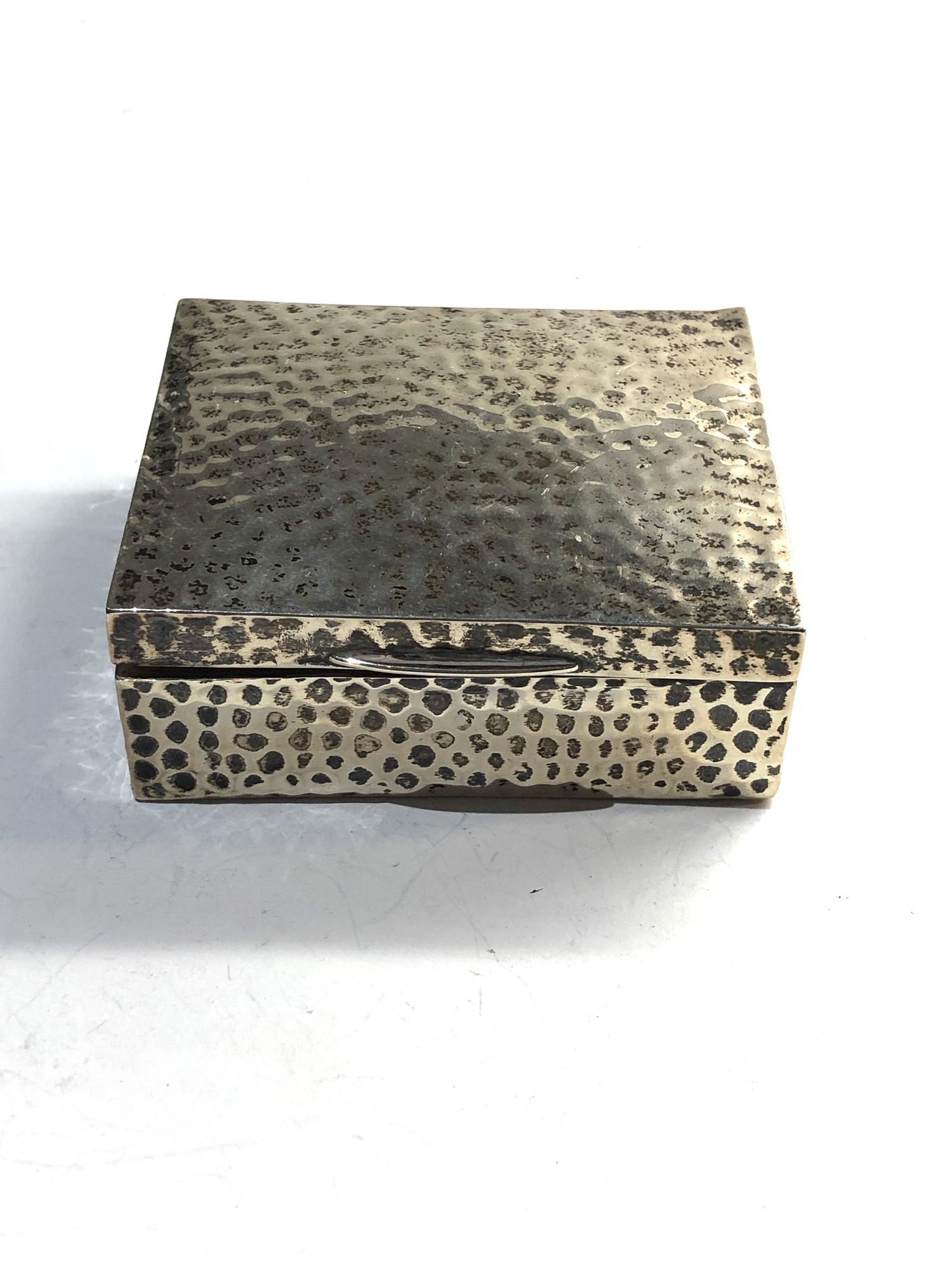 Small vintage silver cigarette box London silver hallmarks measures approx 8.5cm by 7.5cm height 3cm