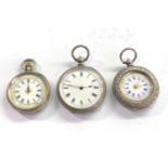 3 Antique silver fob watches non working spares or repair please see images for details