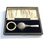 Silver babys rattle in fitted case please see images for details