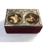 Silver lid picture panel jewellery box measures approx 10cm by 7cm height 4cm please see images