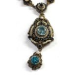 Antique Austro-Hungarian stone set pendant and chain continental silver hallmarks to clasp set