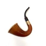 Large Antique Sherlock Holmes style pipe with 9ct gp fitting and cherry bakelite end