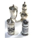 Selection of silver items includes 2 salt and pepper pots please see images for details