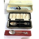 3 boxed silver item includes Murano glass knife and 2 boxed silver spoons