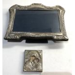 Silver picture frame and small silver framed russian icon please see images for details frame