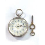 Antique ladies silver fob watch winds and ticks but no warranty given please see images for details
