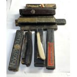 Collection of 10 vintage boxed cut throat razors please see images for details