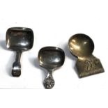 3 Antique and later silver tea caddy spoons