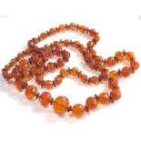 Vintage faceted amber bead necklace weight 95g