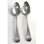 Pair of Georgian silver table spoons weight 90g