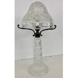 Art deco cut glass lamp, height approx 18"