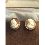 9ct gold cameo button collar studs