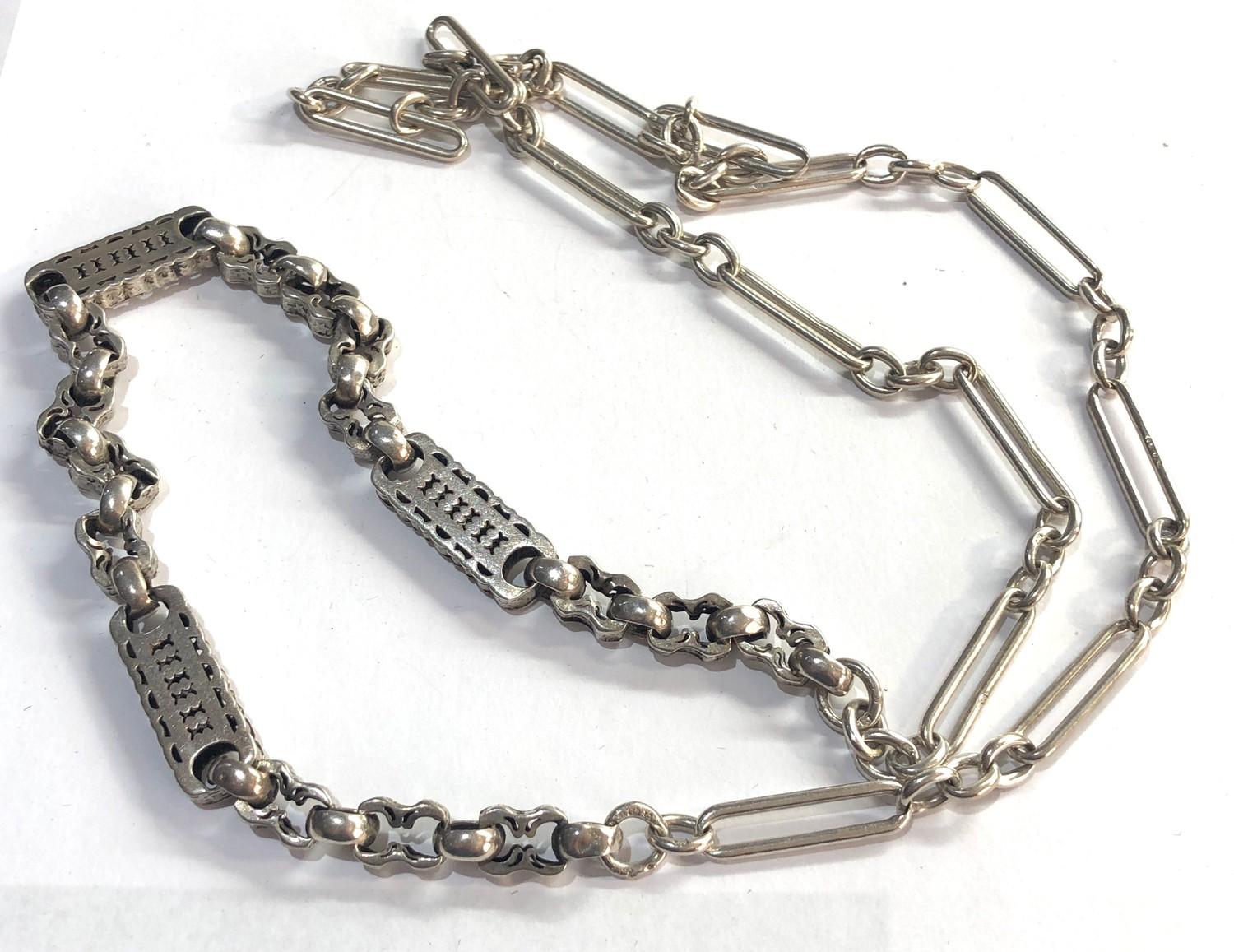 Antique silver watch chain necklace weight 56g