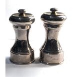 2 Hallmarked silver pepper grinders Birmingham silver hallmarks