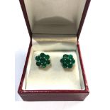 9ct white gold Emerald stud earrings