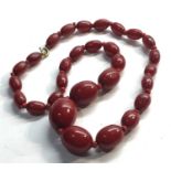 Cherry amber / bakelite bead necklace internal streaking weight 26g