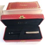 Cartier Pasha de Cartier black composite platinum finish fountain pen 18ct gold nib box and book