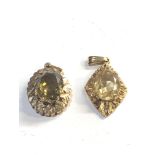 2 9ct gold stone set pendants