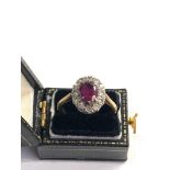 Vintage 18ct gold and platinum ruby and diamond ring weight 4.3g