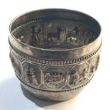 Antique Asian silver astrology star sign pot measures approx 10.5cm diameter height 8cm xrt tested