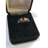 Antique 15ct gold garnet and seed-pearl ring