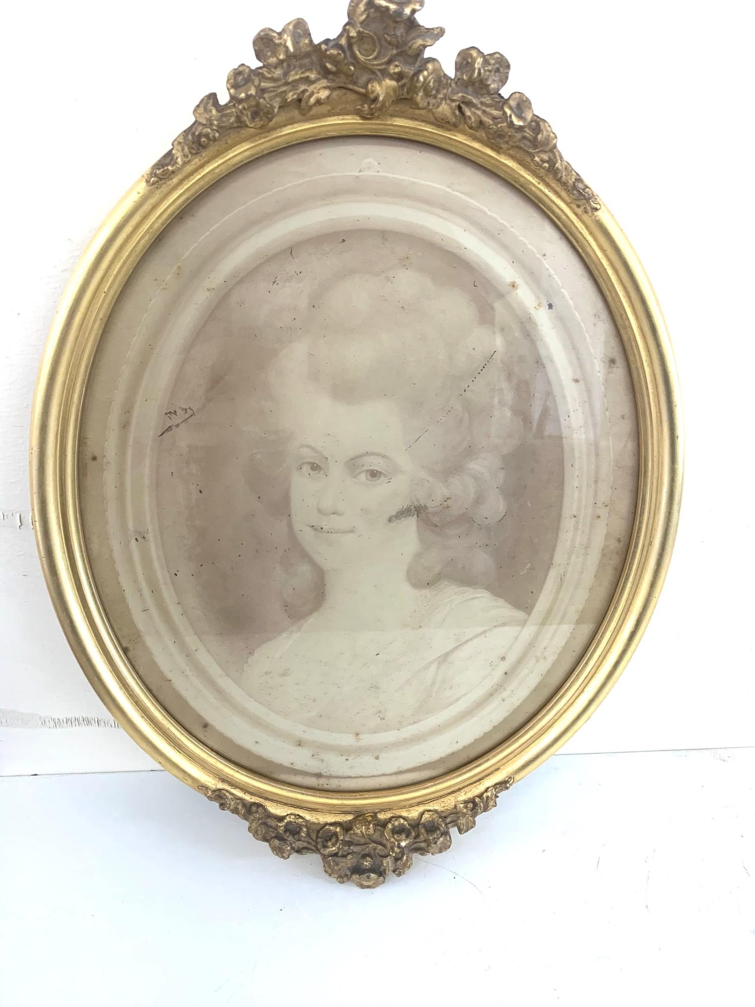Pair of antique guilt frames, one containing print, approximate measurements: Height 17 inches, - Image 3 of 3