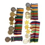 Selection of WW1 and WW2 miniature medals mounted