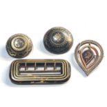 3 antique Picque brooces and pique buckle