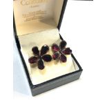 Antique flat cut garnet flower earrings