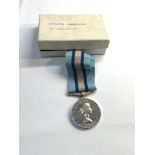Boxed Royal observer corp medal to leading observer p.burnett in original box