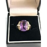 14ct Amethyst & diamond ring amethyst measures approx14mm by 10mm weight 7.2g