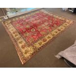 Antique rug measures approx width 117" length 136"