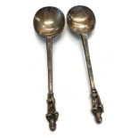 Pair of large silver apostle spoons each engraved Peace 1919 T.W.HALL master London silver hallmarks