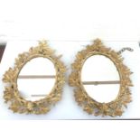 Pair of antique guilt brass / bronze mirrors, approximate measurements: Height 18 inches, Width 14