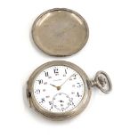 continental Zenith silver full hunter pocket watch broken hinge parts spares or repair