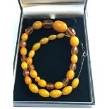 Vintage egg yolk amber and natural faceted amber and amber type bead necklace total 33g