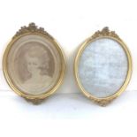 Pair of antique guilt frames, one containing print, approximate measurements: Height 17 inches,