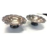 Pair of silver sweet bowls each measure approx 15cm dia weight 260g