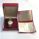 Vintage 9ct gold Omega automatic gents wristwatch in working order boxed and booklet but no warranty